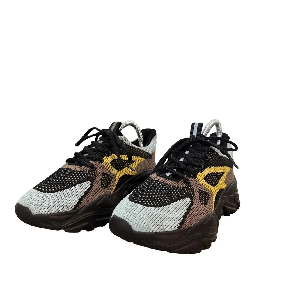 Athletic Sneakers Knit Running Shoes Size 10 Multi Color Chunky Mesh Outdoors